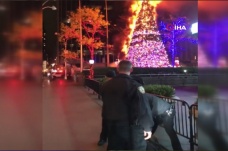 ABD’de 15 metrelik yılbaşı ağacı ateşe verildi
