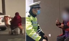Çin’de 76 yaşındaki kadın scooter ile trafikte polise yakalandı