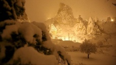 Kar yağışının ardından Kapadokya beyaza büründü