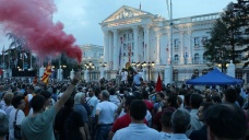 Makedonya'da 'Renkli Devrim' mensupları protesto düzenledi