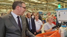 Sırbistan Cumhurbaşkanı Vucic, Türk firması Teklas'ın Vladicin Han'daki fabrikasını ziyare