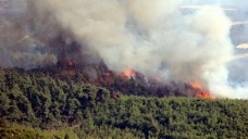 Yayladağı kırsalına düşen top mermisi nedeniyle yangın çıktı